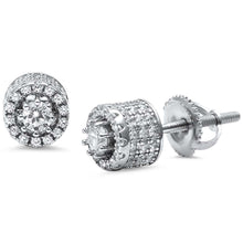 Load image into Gallery viewer, Sterling Silver Round Unique Micro Pave Stud EarringsAnd Thickness 6mm