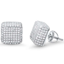 Load image into Gallery viewer, Sterling Silver Hip Hop Square Stud EarringsAnd Thickness 10mm