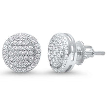 Load image into Gallery viewer, Sterling Silver Micro Pave 9MM Round Screw Back Studs Earring