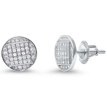 Load image into Gallery viewer, Sterling Silver Round Micro Pave Studs EarringsAnd Thickness 8mm