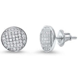 Sterling Silver Round Micro Pave Studs EarringsAnd Thickness 8mm