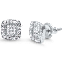 Load image into Gallery viewer, Sterling Silver 8mm Square Micro Pave Stud Earrings