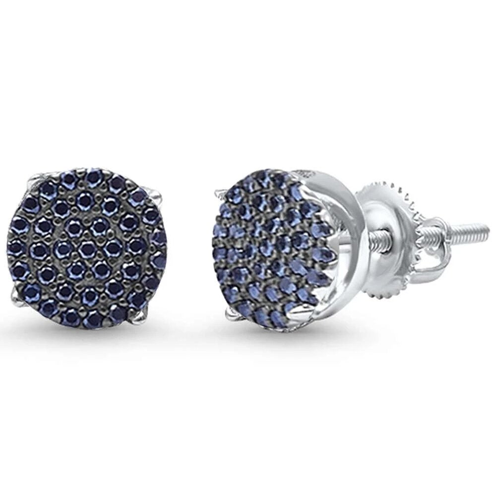 Sterling Silver Black Round Micro Pave Earrings