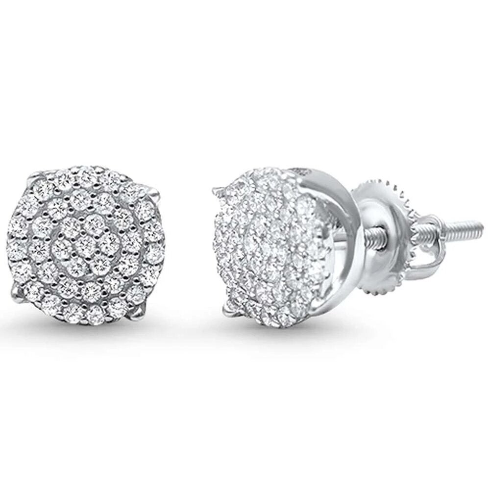 Sterling Silver Round Micro Pave Earrings