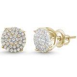Sterling Silver Yellow Gold Plated Round Micro Pave Earrings