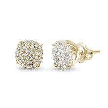 Load image into Gallery viewer, Sterling Silver Yellow Gold Plated Micro Pave Earrings