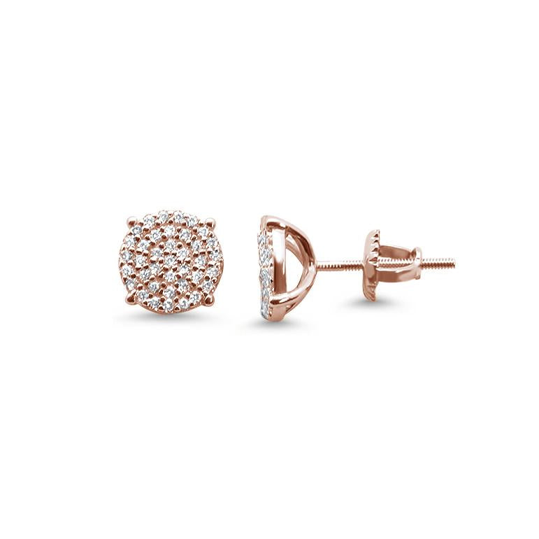 Sterling Silver Rose Gold Plated Micro Pave Round CZ Stud Earrings