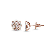 Load image into Gallery viewer, Sterling Silver Rose Gold Plated Micro Pave Round CZ Stud Earrings