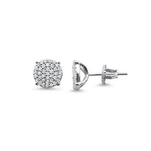 Load image into Gallery viewer, Sterling Silver Micro Pave Round CZ Stud Earrings