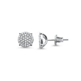 Sterling Silver Micro Pave Round CZ Stud Earrings