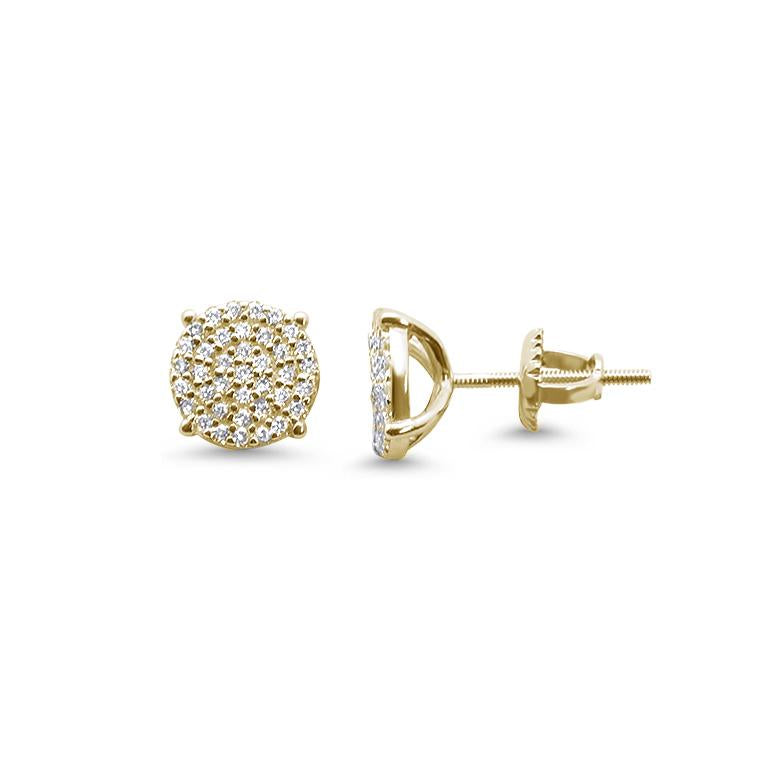 Sterling Silver YellowGold Plated Micro Pave Round CZ Stud Earrings