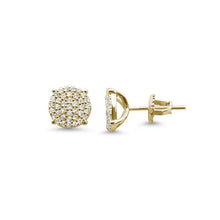 Load image into Gallery viewer, Sterling Silver YellowGold Plated Micro Pave Round CZ Stud Earrings