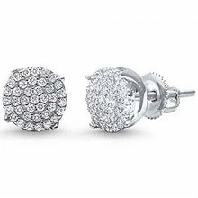 Load image into Gallery viewer, Sterling Silver Round with CZ Stud EarringsAnd Thickness 8mm
