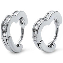 Load image into Gallery viewer, Sterling Silver Cubic Zirconia Heart Huggie Hoop EarringsAnd Thickness 12mm