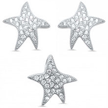 Load image into Gallery viewer, Sterling Silver Cute Starfish Cubic Zirconia Earring And Pendant Set