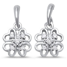 Load image into Gallery viewer, Sterling Silver Cubic Zirconia Heart Shape Drop Dangle Earrings