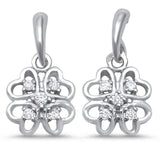 Sterling Silver Cubic Zirconia Heart Shape Drop Dangle Earrings