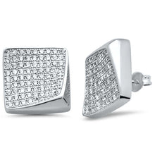 Load image into Gallery viewer, Sterling Silver Square Pave Cubic Zirconia Earrings