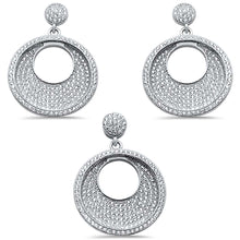 Load image into Gallery viewer, Sterling Silver Micro Pave Round Cubic Zirconia Earring and Pendant Set