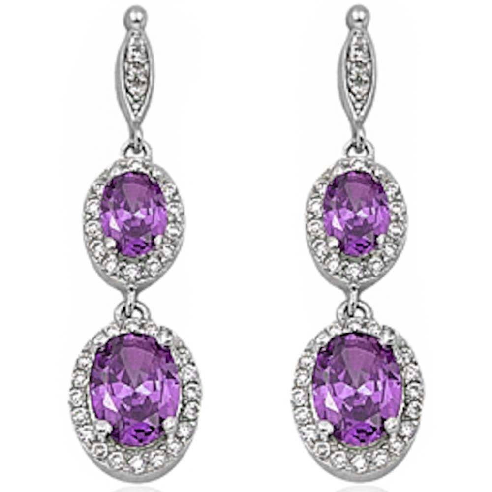 Sterling Silver Amethyst and Cubic Zirconia Earrings