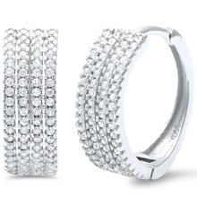 Load image into Gallery viewer, Sterling Silver Micro Pave Cubic Zirconia Hoop Earrings AndWidth 18mm
