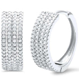 Sterling Silver Micro Pave Cubic Zirconia Hoop Earrings AndWidth 18mm