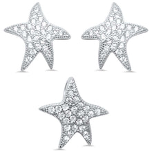 Load image into Gallery viewer, Sterling Silver Cute Starfish Cubic Zirconia .925 Earrings And Pendant setAnd Width 13mmAnd Thickness 0.5 inches