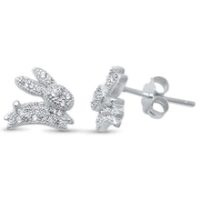 Load image into Gallery viewer, Sterling Silver Cute Bunny Rabbit Micro Pave Cubic Zirconia .925 EarringsAnd Width 9mm