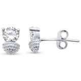 Sterling Silver Modern Round Cubic Zirconia Stud .925 EarringsAnd Width 5mm