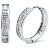 Sterling Silver Micro Pave CZ Hoop .925 EarringsAnd Width 4.56mm