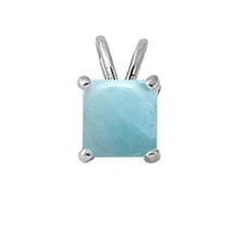 Load image into Gallery viewer, Sterling Silver Princess Cut Natural Larimar Pendant - silverdepot