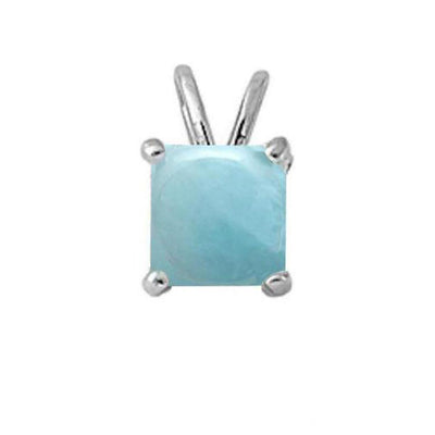 Sterling Silver Princess Cut Natural Larimar Pendant - silverdepot