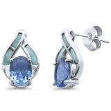 Sterling Silver Elegant Oval Larimar And Tanzanite Earrings
