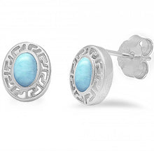 Load image into Gallery viewer, Sterling Silver Larimar Oval Stud Earrings