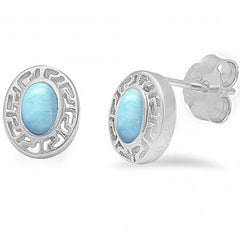 Sterling Silver Larimar Oval Stud Earrings