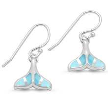 Load image into Gallery viewer, Sterling Silver Natural Larimar Whale Tail Dangle Earrings