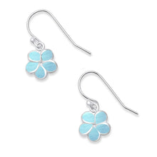 Load image into Gallery viewer, Sterling Silver Natural Larimar Plumeria Earrings
