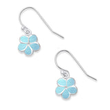 Sterling Silver Natural Larimar Plumeria Earrings