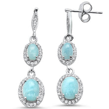 Load image into Gallery viewer, Sterling Silver Natural Larimar &amp; Cz Earrings