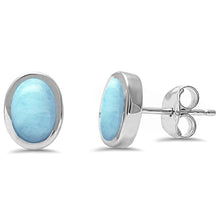 Load image into Gallery viewer, Sterling Silver Oval Shape Larimar Earrings
