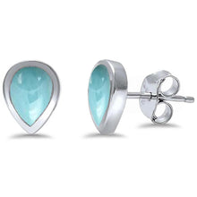 Load image into Gallery viewer, Sterling Silver Pear Shape Natural Larimar Earrings