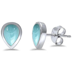 Sterling Silver Pear Shape Natural Larimar Earrings