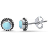Sterling Silver Natural Larimar Turquoise Stud Earrings