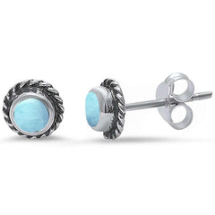 Sterling Silver Natural Larimar Turquoise Stud Earrings