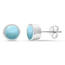 Load image into Gallery viewer, Sterling Silver Natural Larimar Bezel Stud Earrings - silverdepot