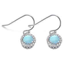 Load image into Gallery viewer, Sterling Silver Natural Larimar and Cubic Zirconia Earrings