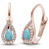 Sterling Silver Rose Gold Plated Larimar And Cubic Zirconia Earrings