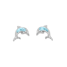 Load image into Gallery viewer, Sterling Silver Cute Natural Larimar Stud Earrings