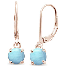 Load image into Gallery viewer, Sterling Silver Rose Gold Plated Larimar Lever Back Earrings