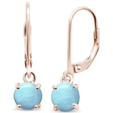 Sterling Silver Rose Gold Plated Larimar Lever Back Earrings